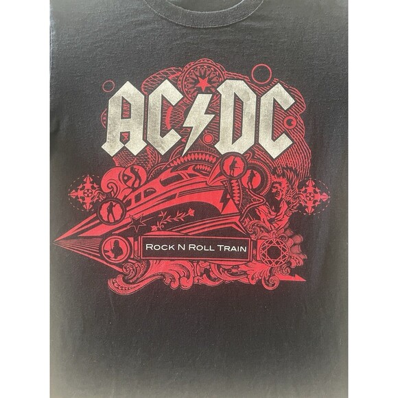 AC DC Black Ice Rock‎ N Roll Train Shirt Mens M Black Crew Neck Band Tee 2009 - Picture 5 of 9